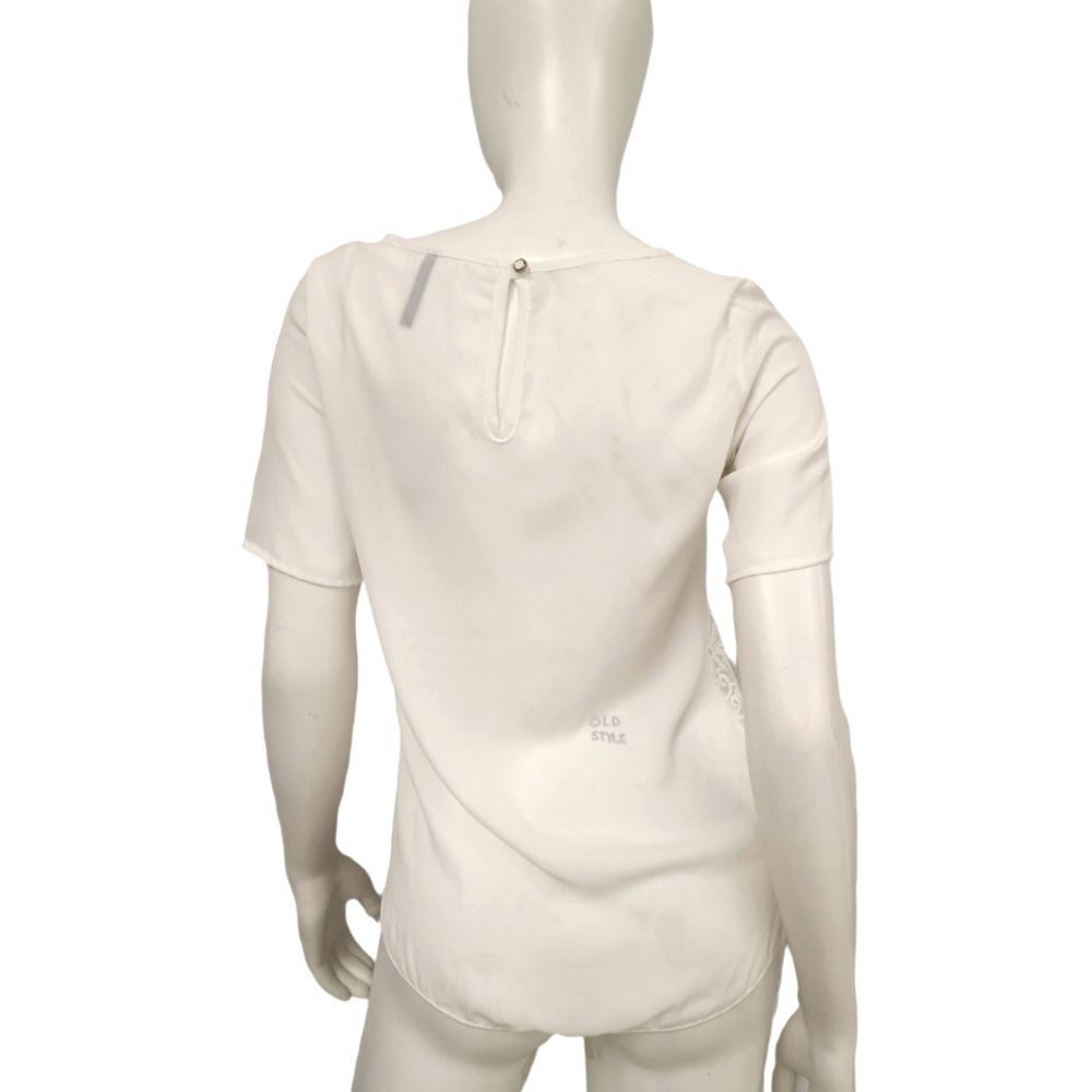 Yoyo 5 White Lace Frony Blouse size Small Short Sleeve - Picture 6 of 8